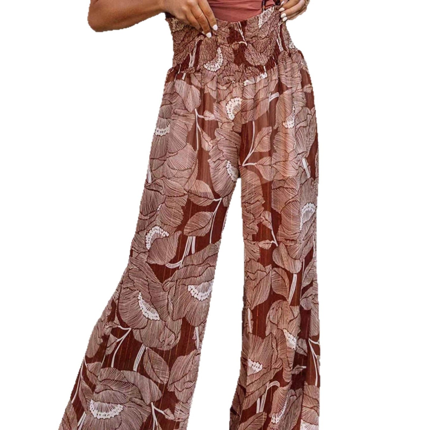 Damen Palazzo-Hosen Floral Muster Elastischer Bund