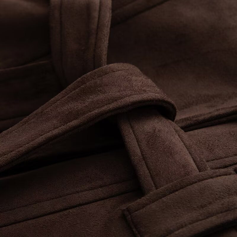 Damen Kurzjacke Breiter Kragen Taillengürtel