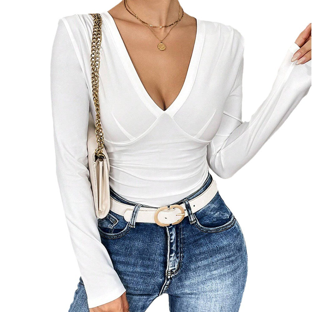 Damen Langarmbody V-Ausschnitt Figurformend Norvielle
