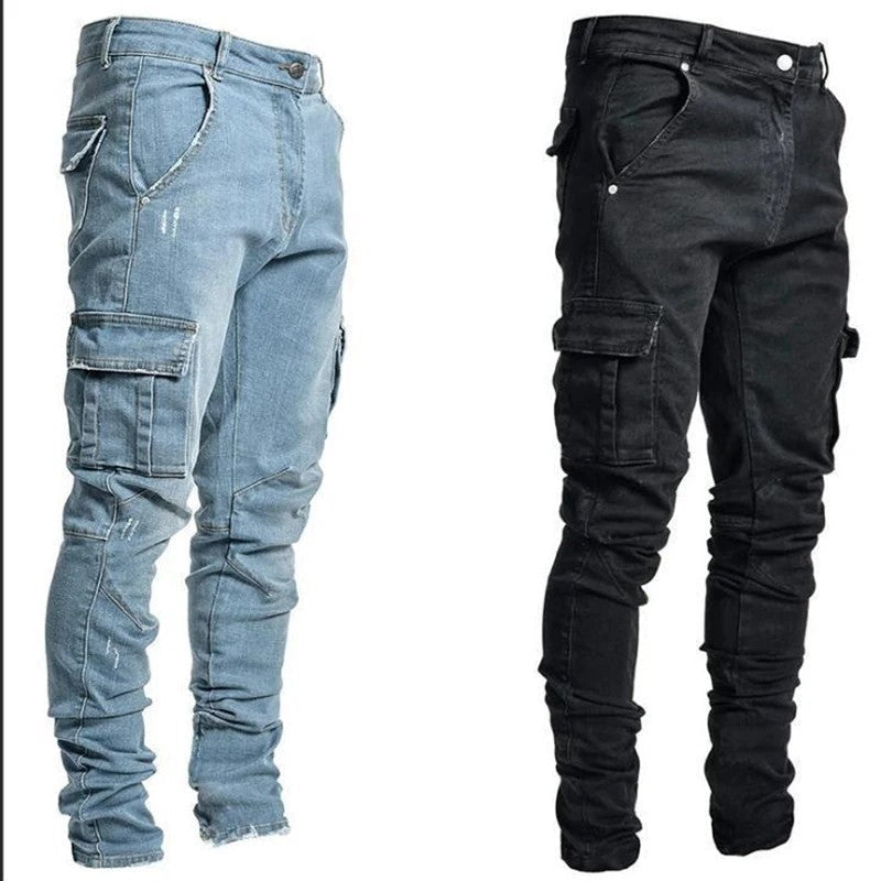 Herren Cargo Jeans Mehrfachtaschen Baumwolle