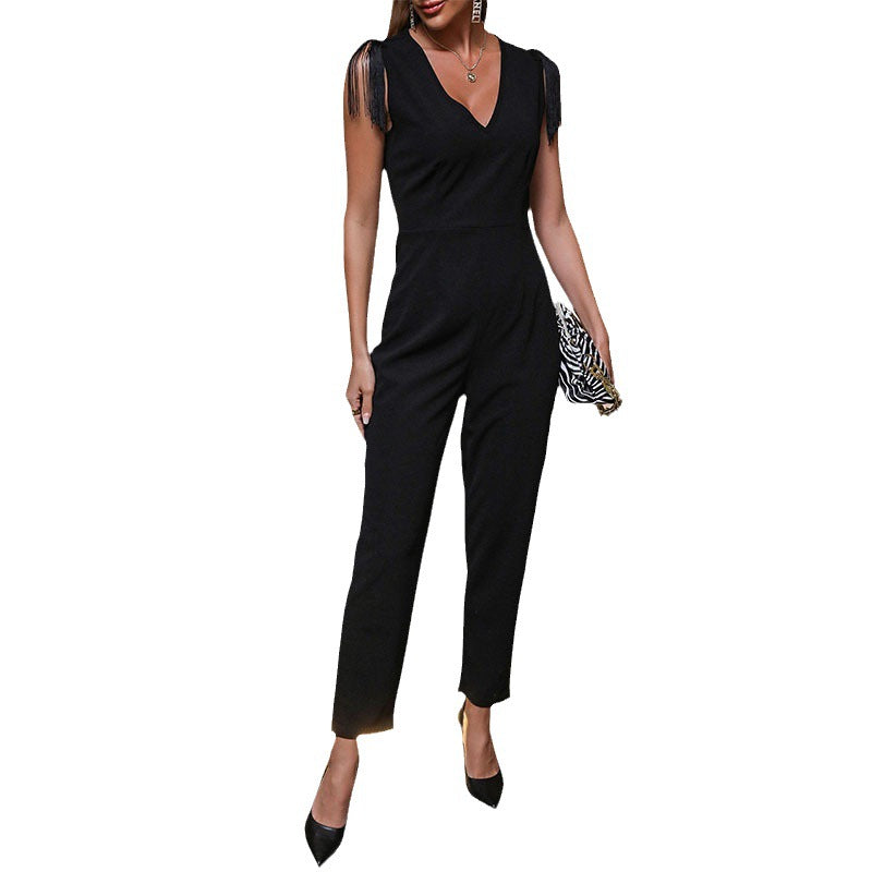 Damen Jumpsuit mit Fransenärmeln Figurbetont Norvielle