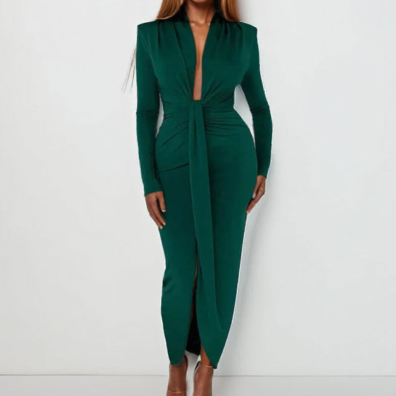 Damen Wickelkleid V-Ausschnitt Elegant Schlitz Norvielle