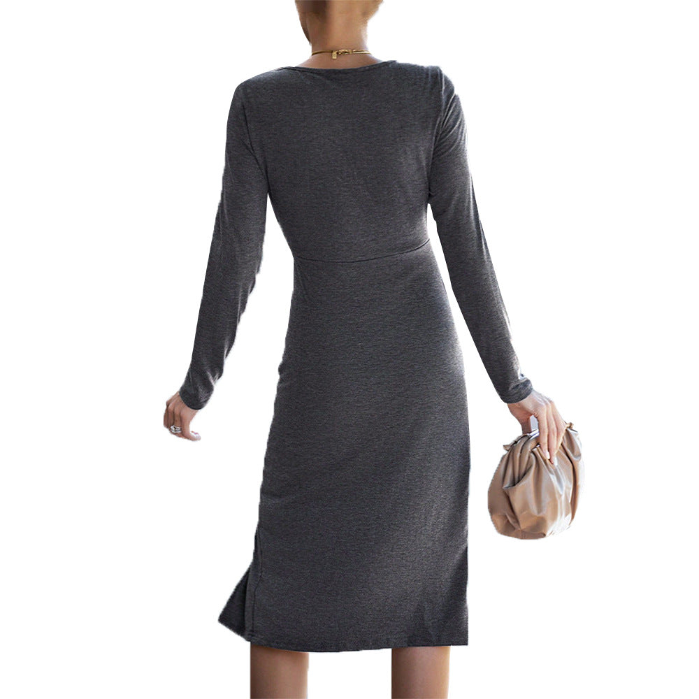 Damen Midi-Kleid mit Cut-Out-Details und Drapierungsdesign