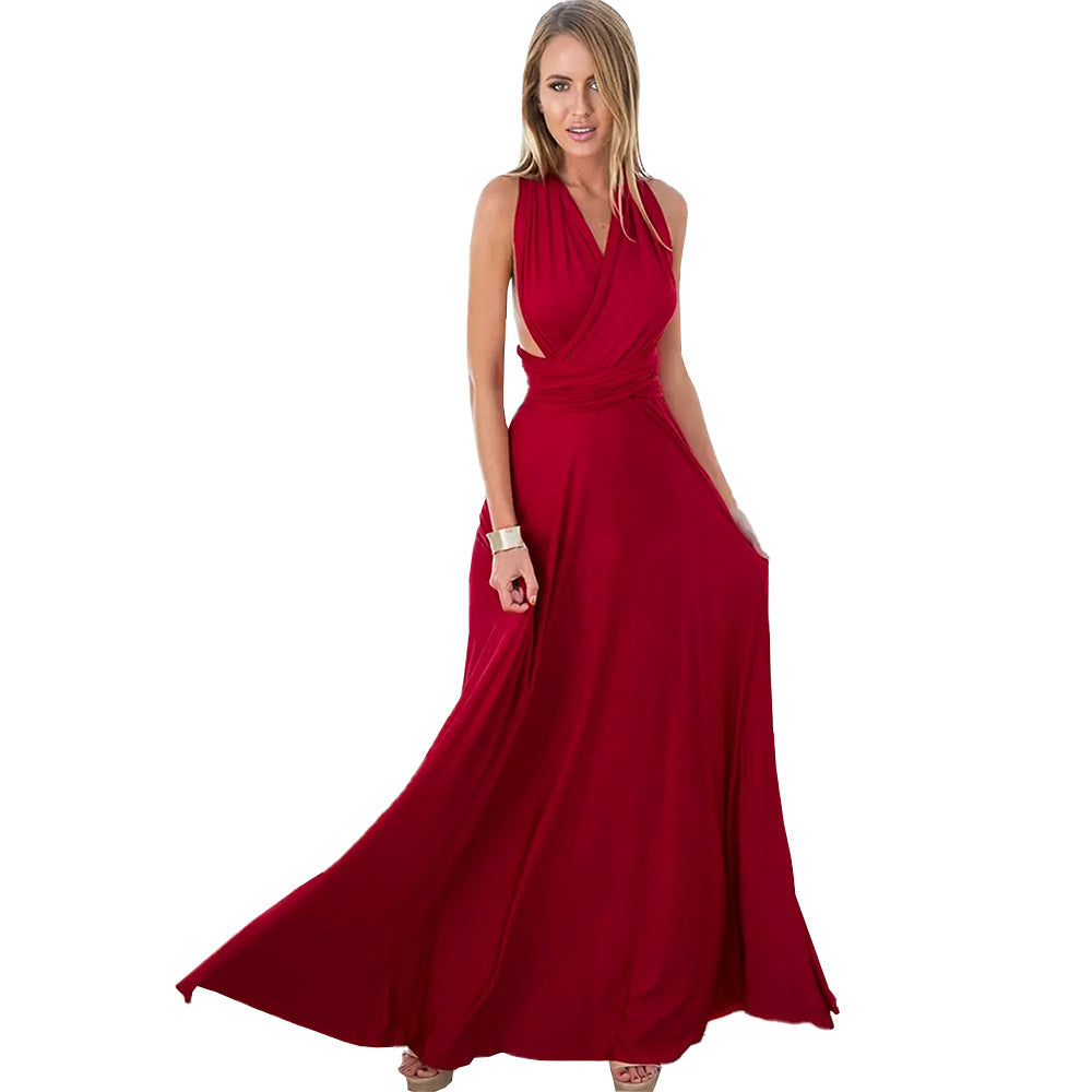 Damen Maxikleid Wickel-Design Figurbetonend Norvielle