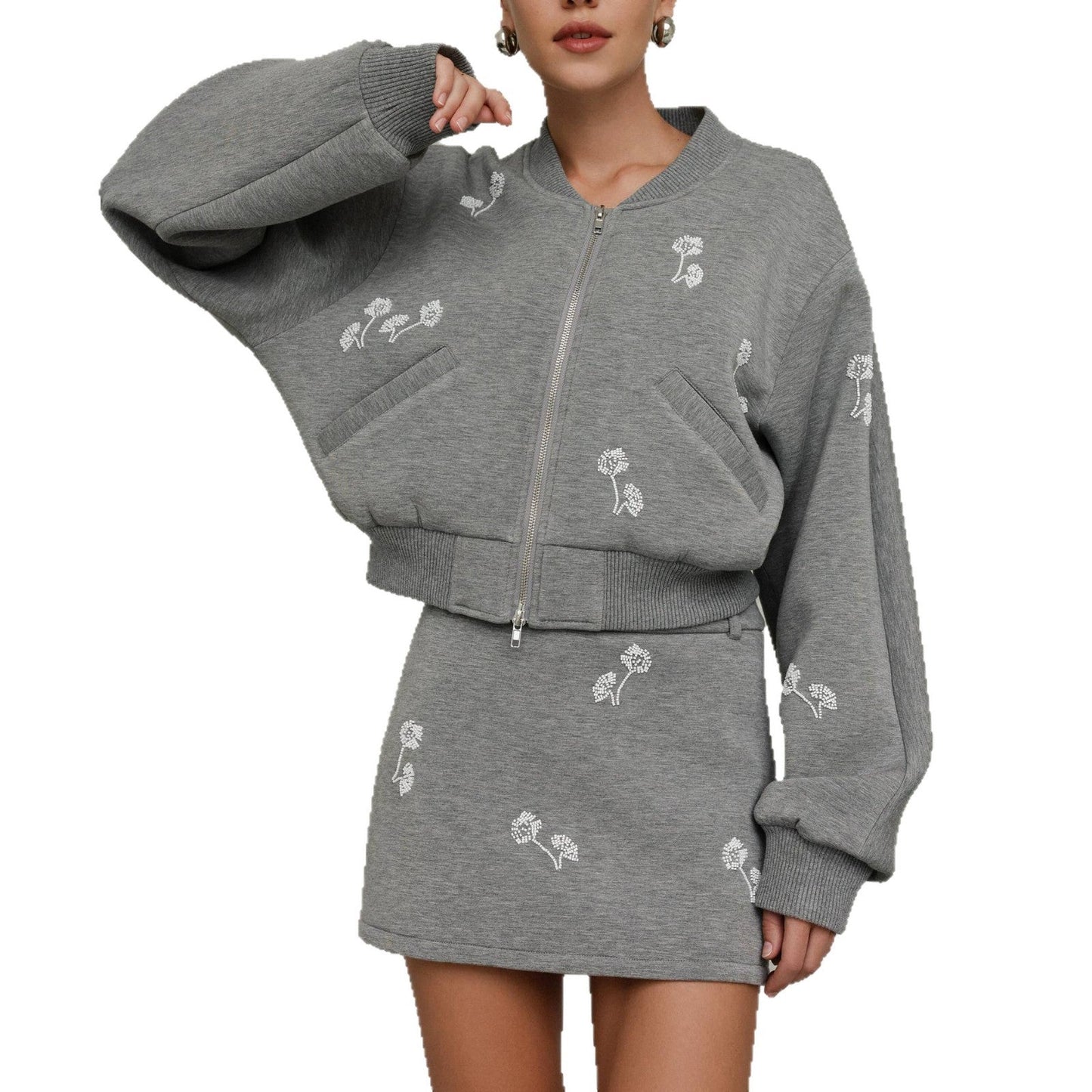 Damen Sportset Blumenstickerei Norvielle