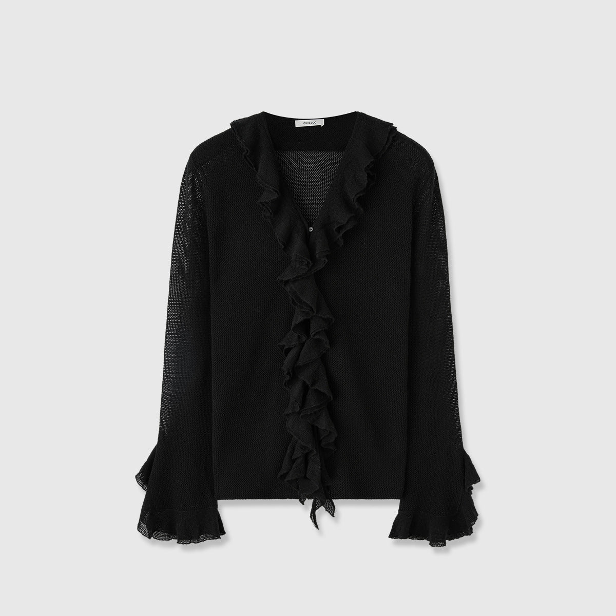 Damen Strickpullover Rüschenverzierung Norvielle