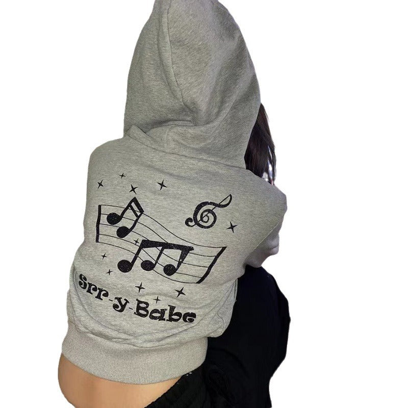 Damen Cropped Kapuzenpullover Musikalisches Motiv Norvielle