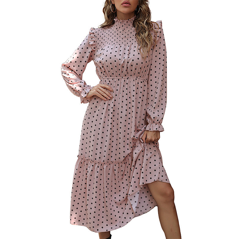 Damen Maxikleid Punktmuster Rüschen Norvielle
