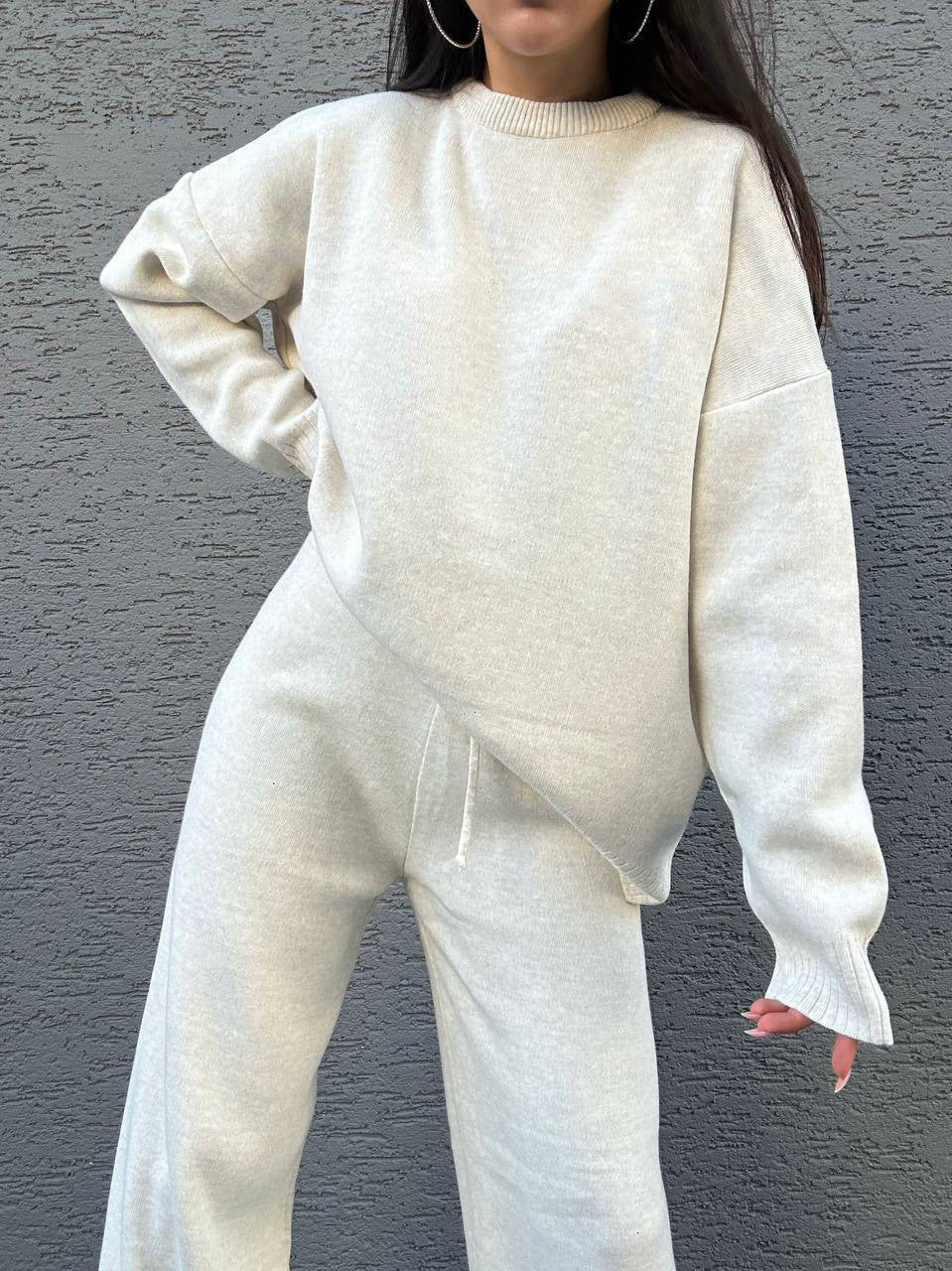 Damen Strickpullover Hochgeschlossener Kragen Breite Ärmel Norvielle