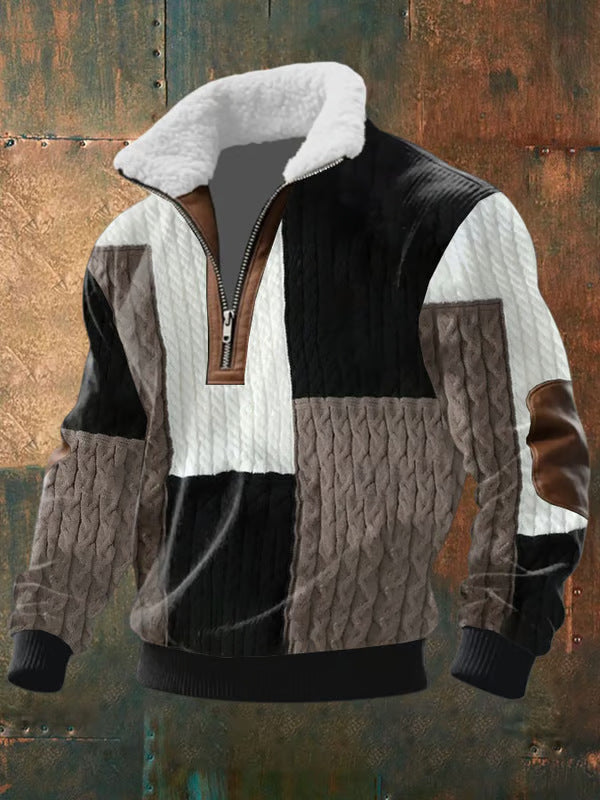 Merrick Herren Zip-Sweater Fellkragen Hoch Schwarz - Norvielle