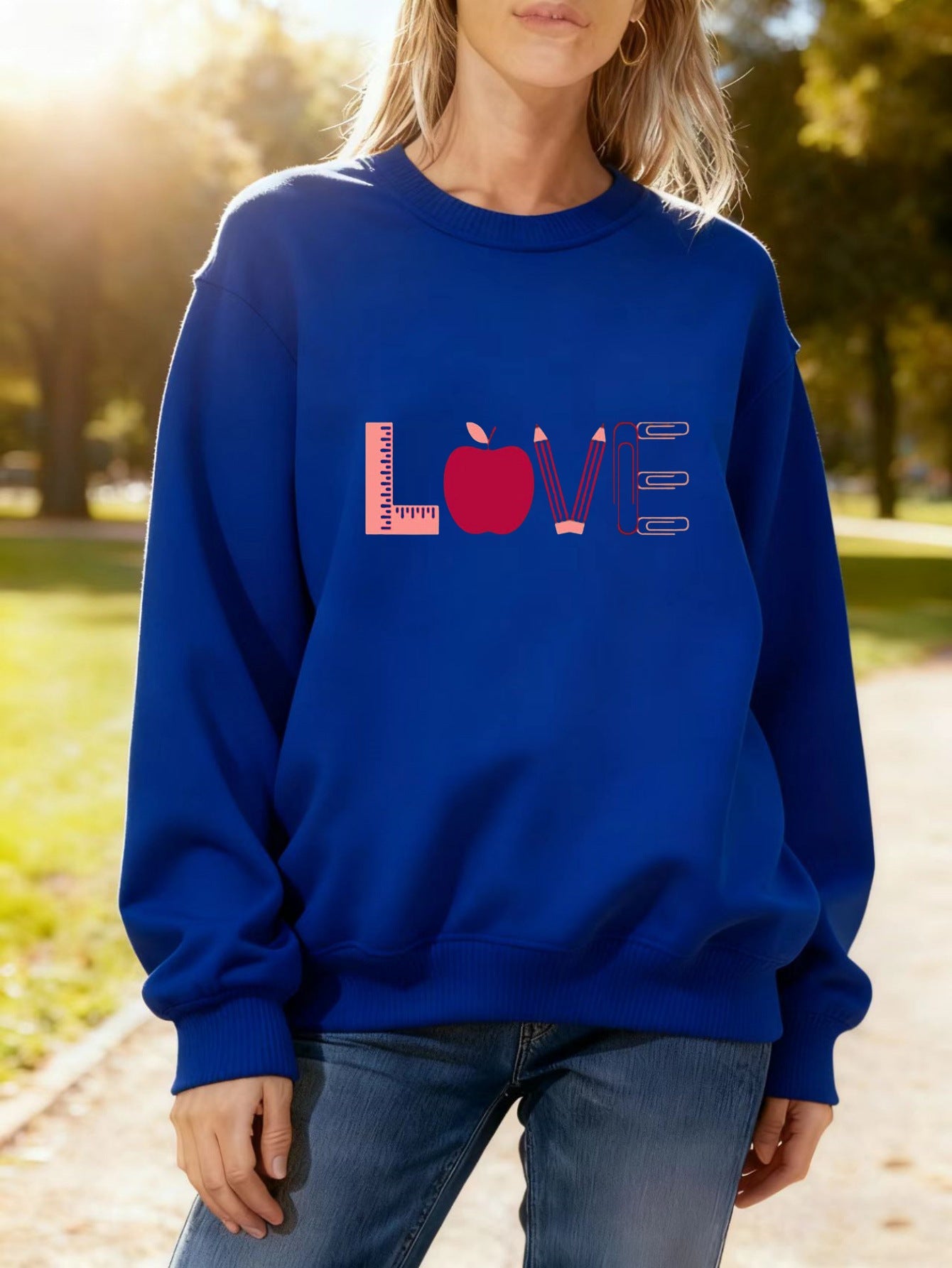 Damen Sweatshirt Kreatives Love-Motiv Norvielle