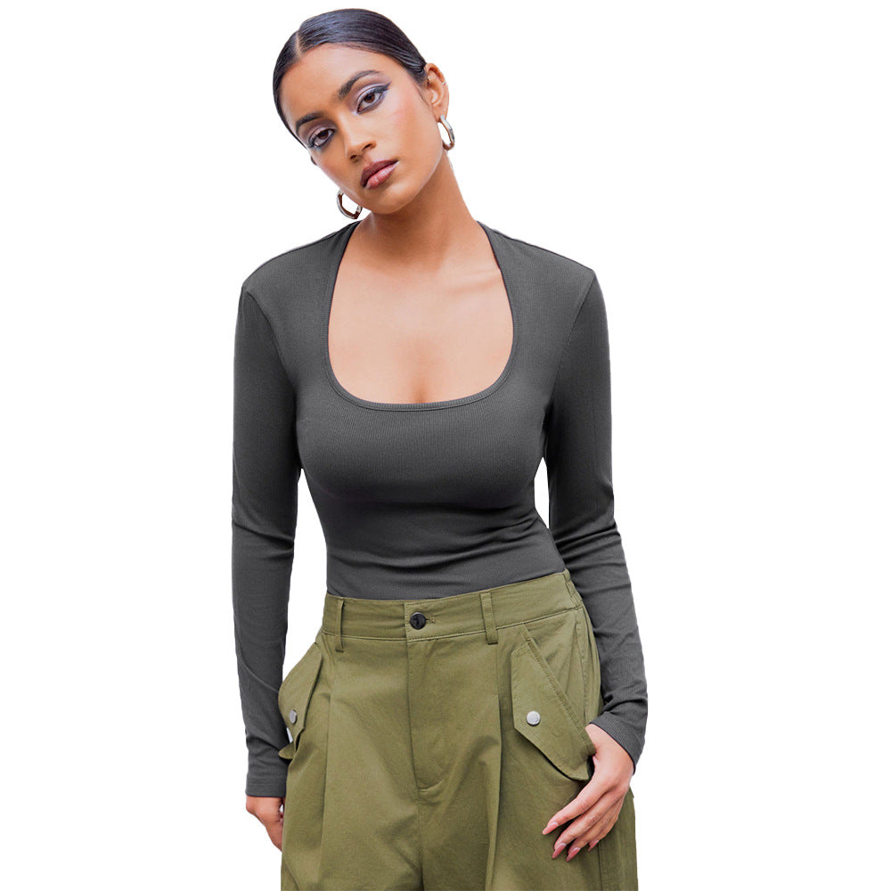 Damen Langarmshirt Rundhalsausschnitt Rippstruktur Norvielle