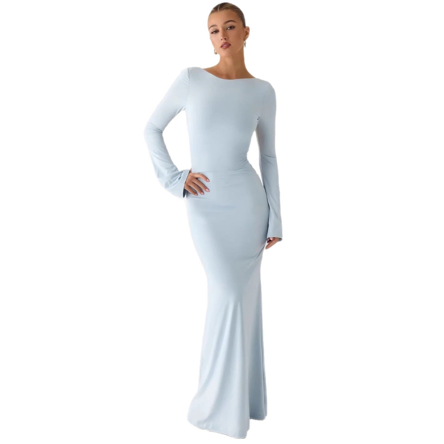 Damen Maxikleid Langarm Schwingrock Norvielle