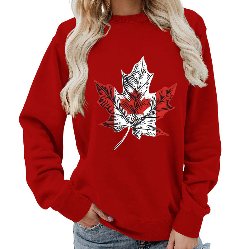 Damen Sweatshirt Ahornblatt-Motiv Gemütlich Norvielle
