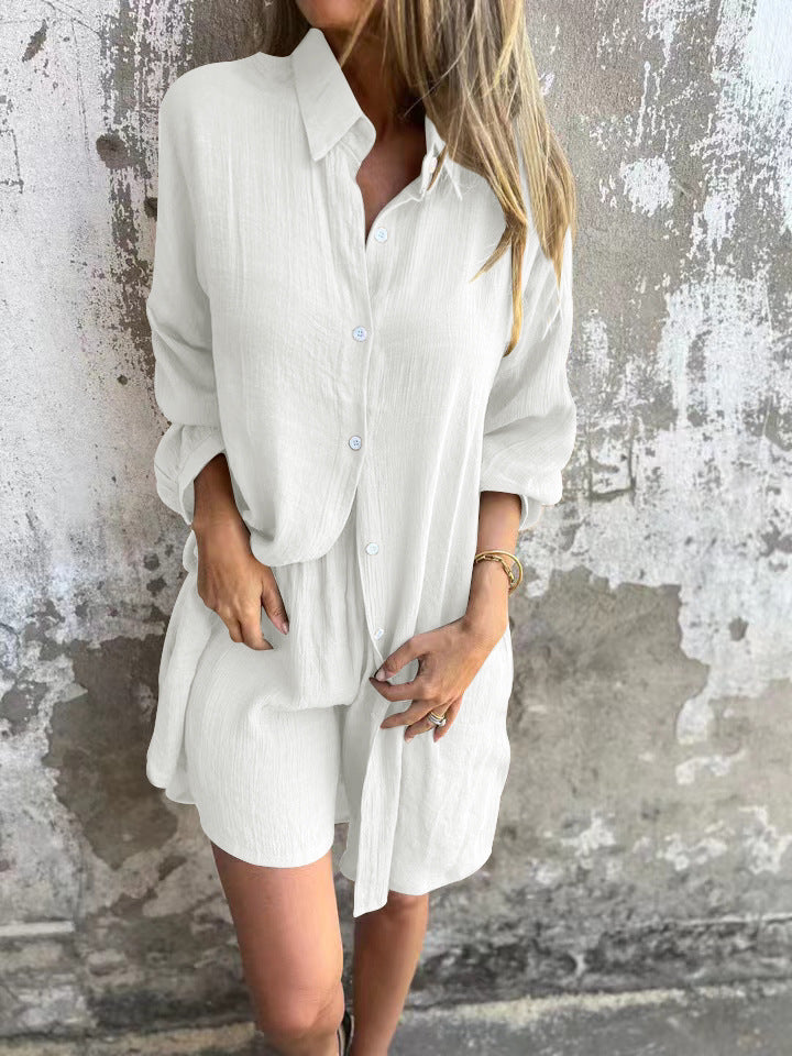 Damen Oversize Blusen-Shorts-Set
