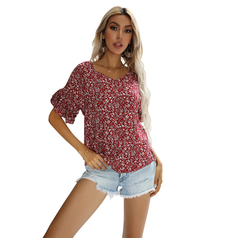 Damen Bluse Floralmuster Lässiger Schnitt Norvielle