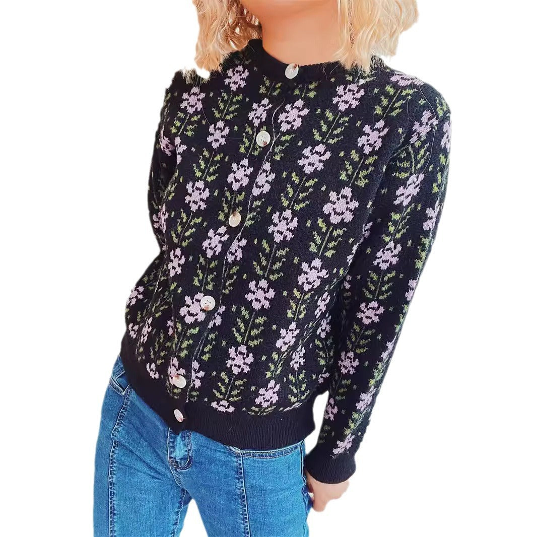 Damen Strickjacke Norvielle mit Blumenmuster