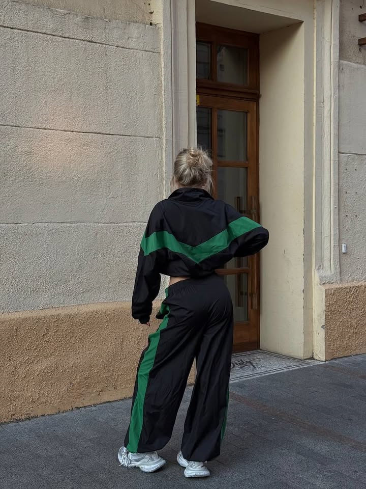Damen Windbreaker Sportlich Hochkragen Kontraststreifen