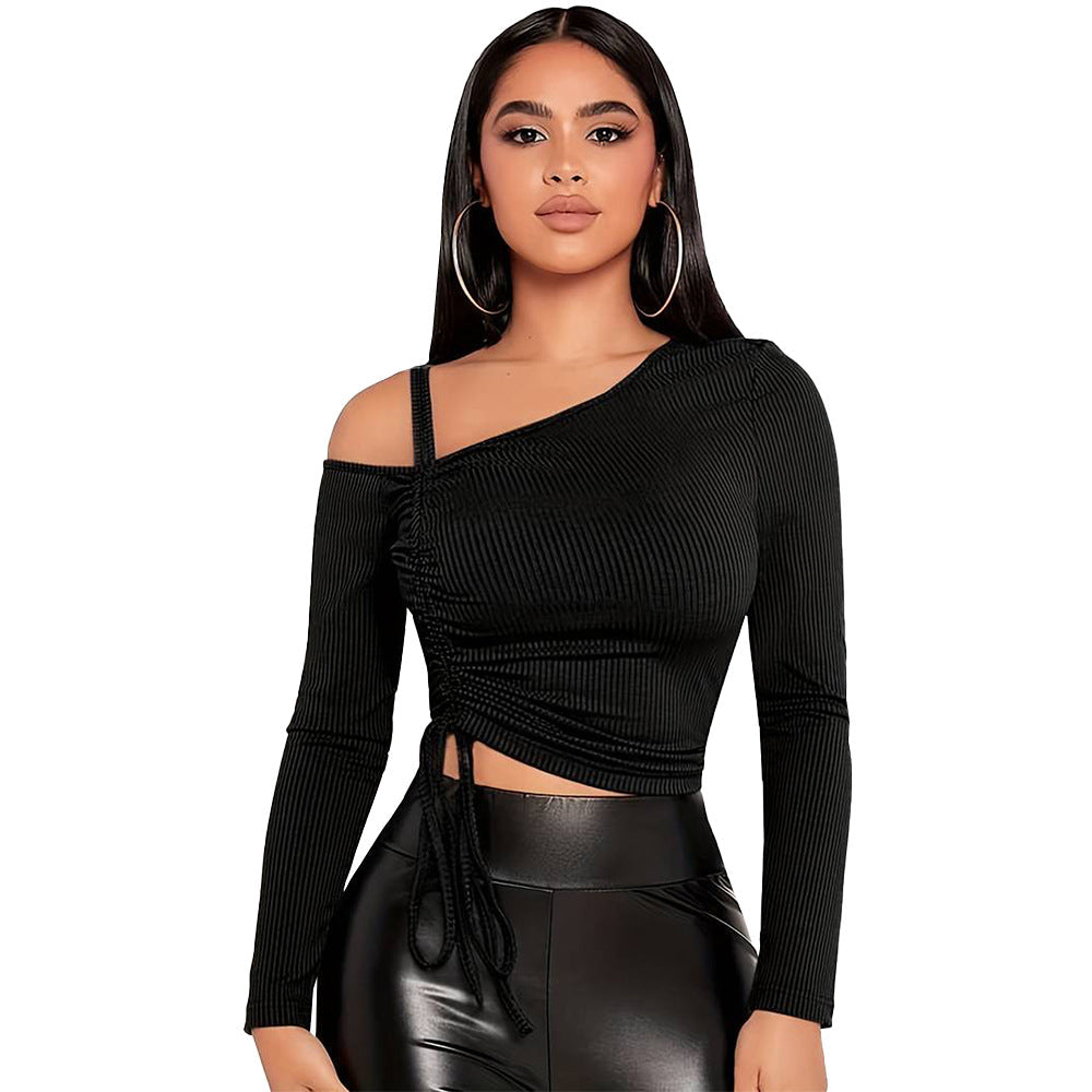 Damen Crop- Asymmetrisch Rüschen