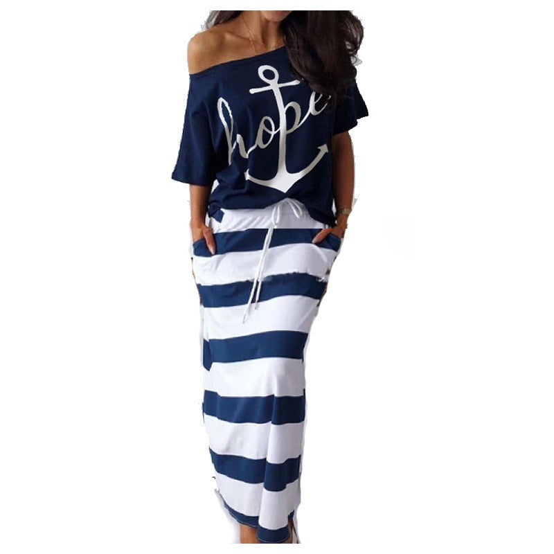 Damen Strandoutfit Off-Shoulder- Hüftlanger Rock