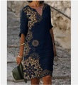 Damen Kleid mit floralem Muster V-Ausschnitt
