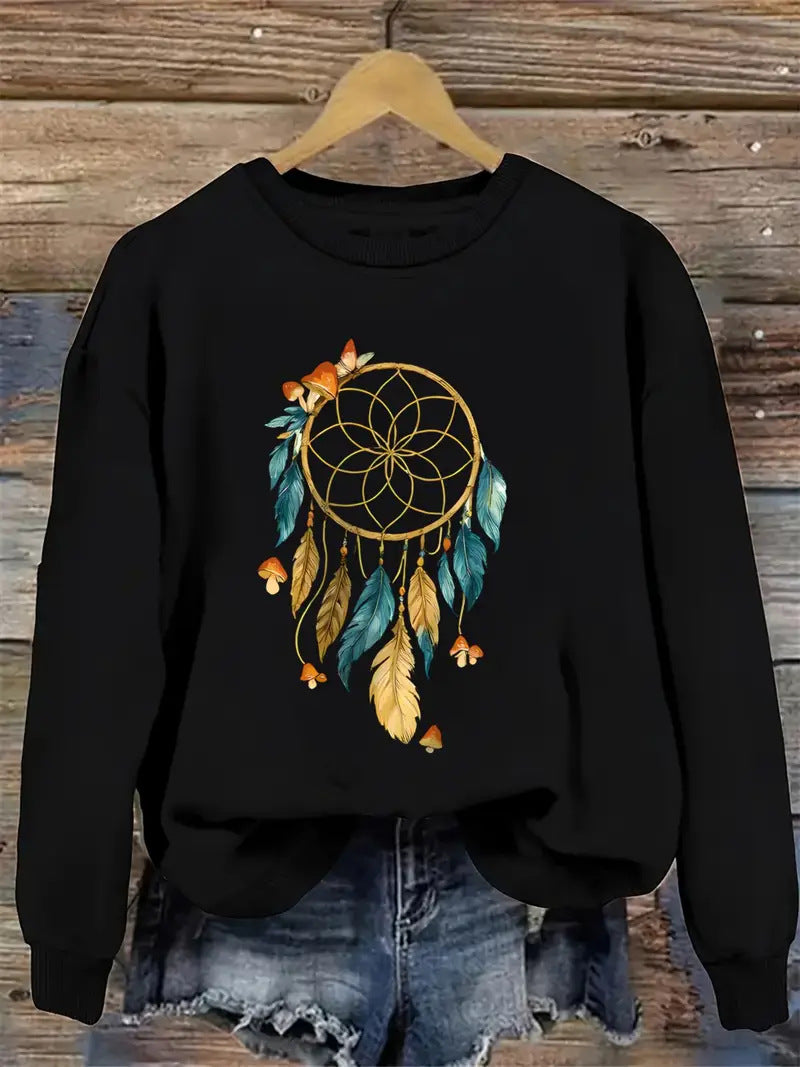 Damen Sweatshirt Traumfänger-Design Baumwolle Norvielle