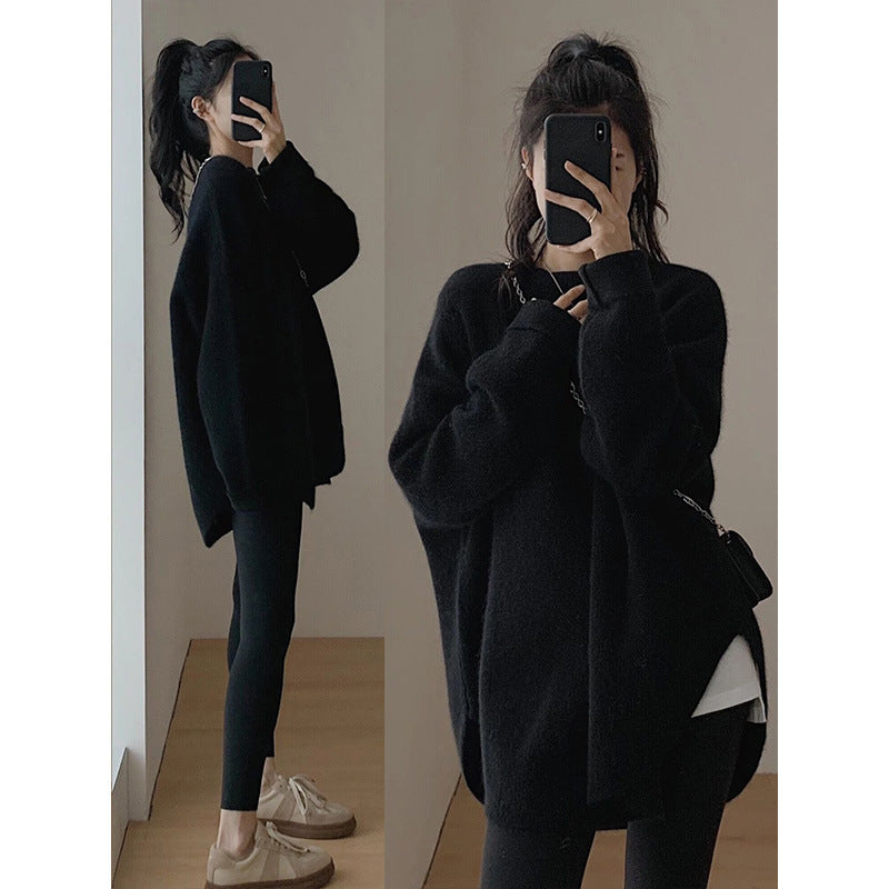 Damen Oversized Kuschelpullover Strukturiert Lässig Beige
