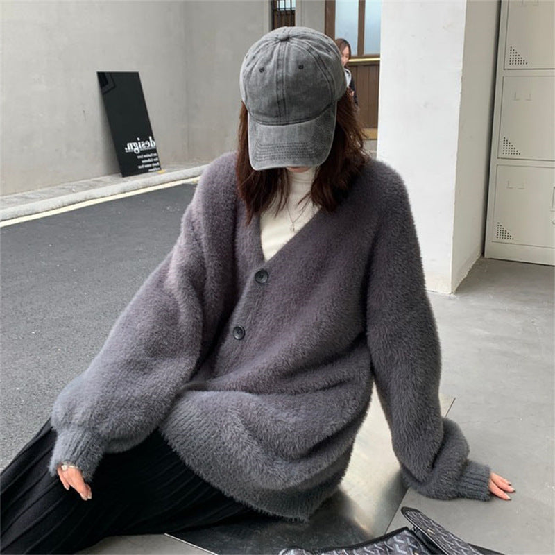 Damen Flauschiger Cardigan Weit Geschnitten Norvielle