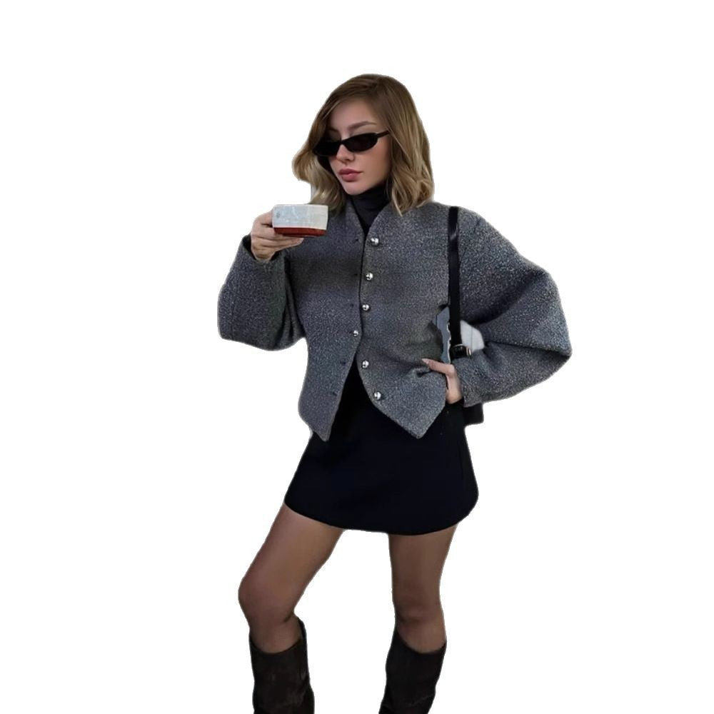 Damen Kurzjacke Voluminöse Ärmel Norvielle