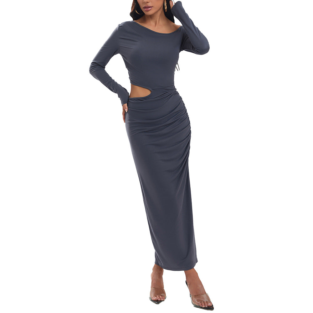 Damen Maxikleid mit Rüschendetails Elegante Drapierung