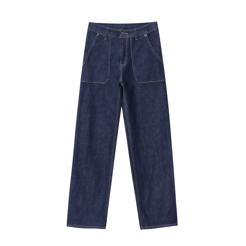 Damen High-Waist Jeans Lässiger Schnitt Mit Taschen Norvielle