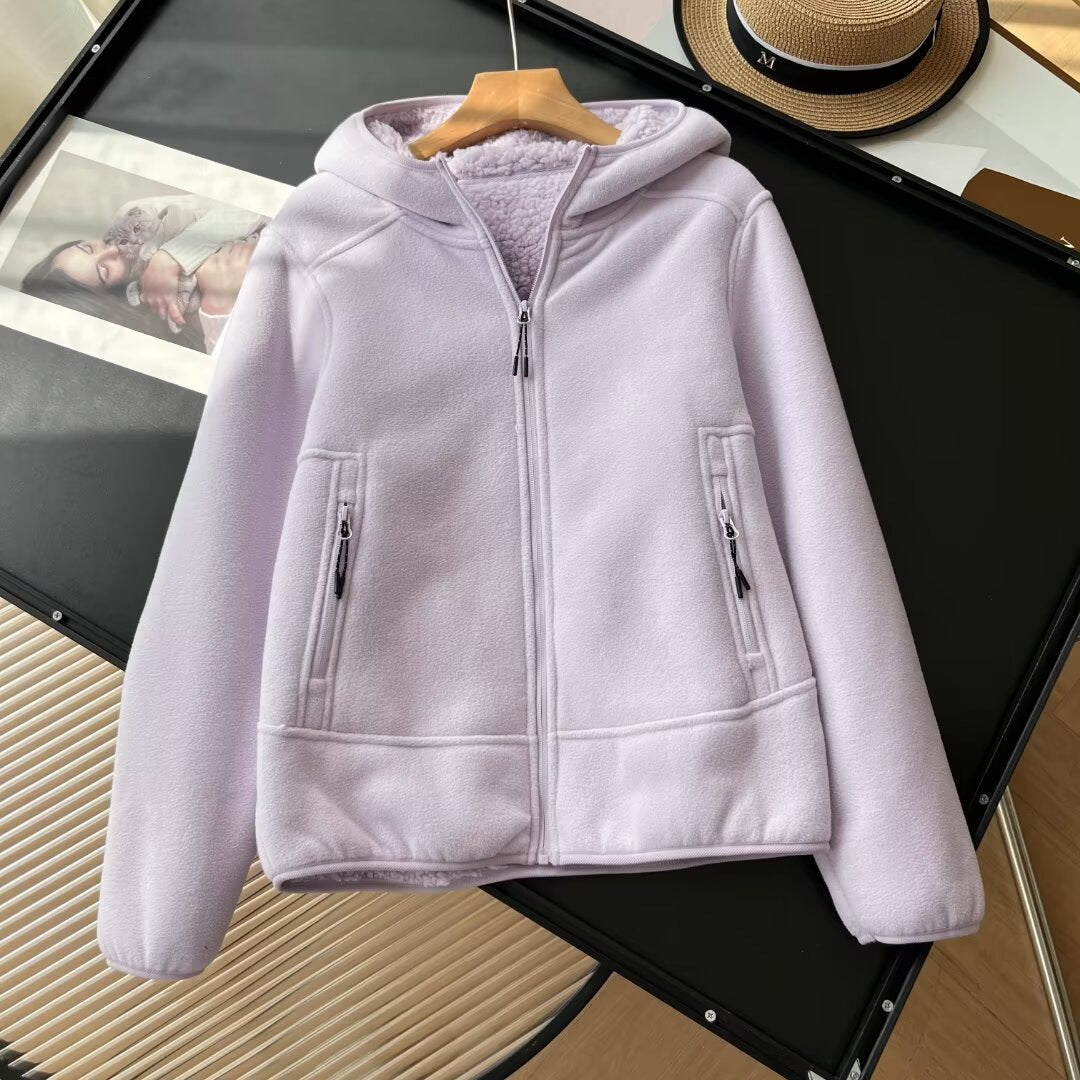 Damen Fleecejacke Kuscheliges Innenfutter Reißverschlusstaschen
