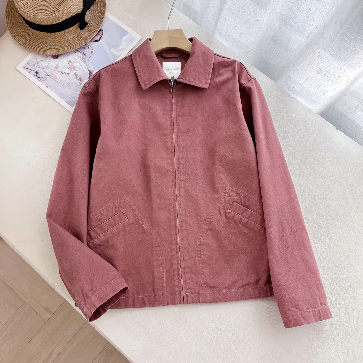 Damen Übergangsjacke Lässig Mit Taschen Beige