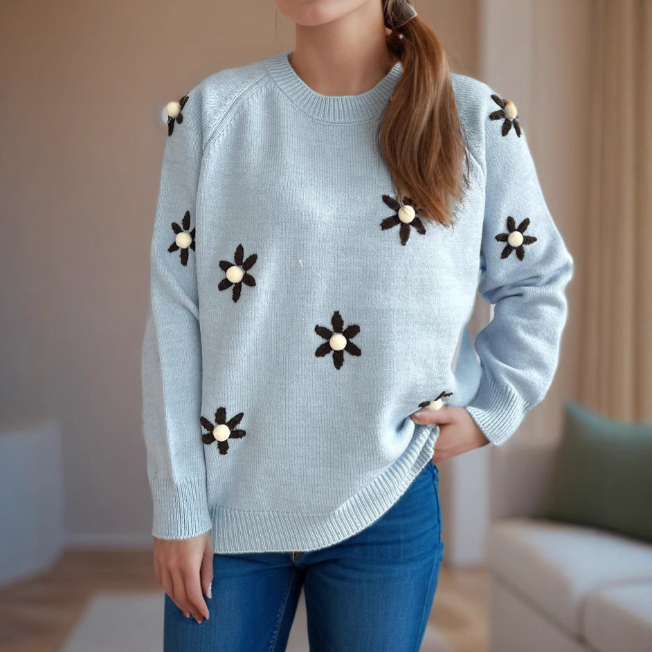 Damen Pullover Floral Lässiger Schnitt