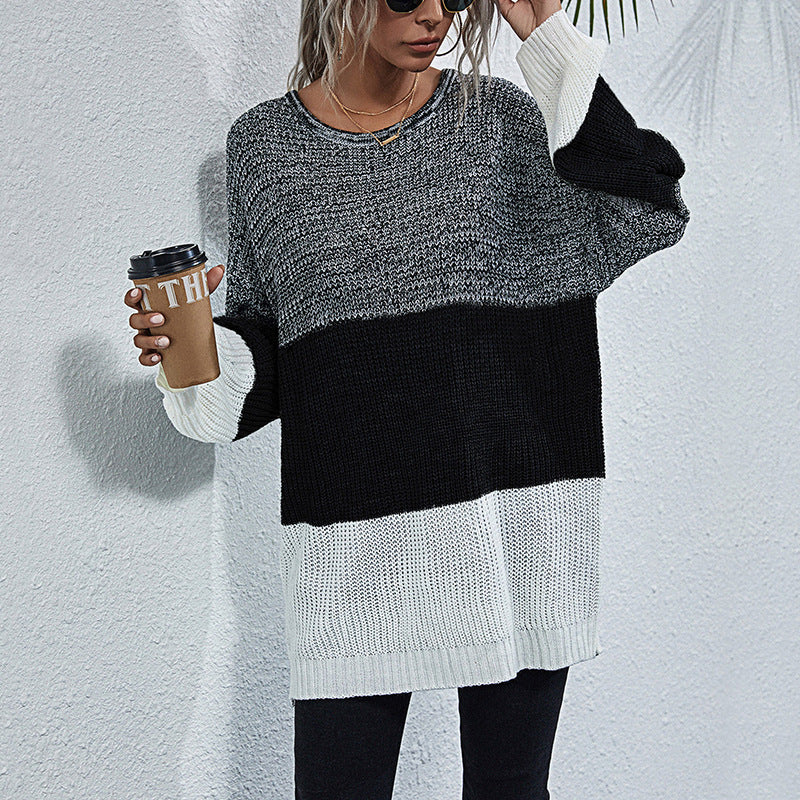 Damen Strickpullover Oversized Farbwechsel Norvielle