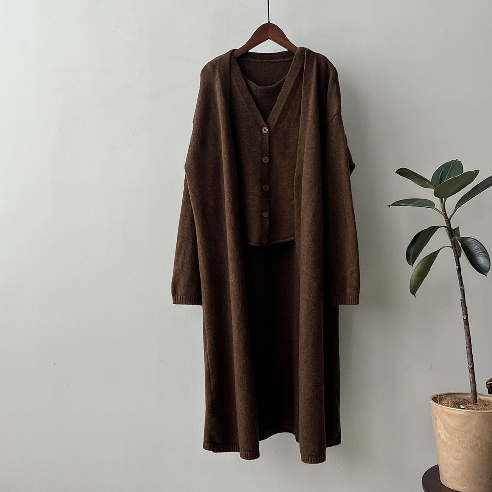 Damen Strickkleid mit Cardigan und Knöpfen Norvielle