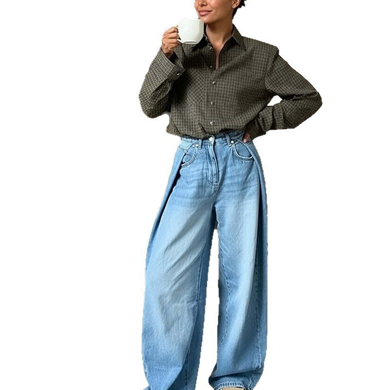 Damen Karobluse Lässiger Schnitt Norvielle