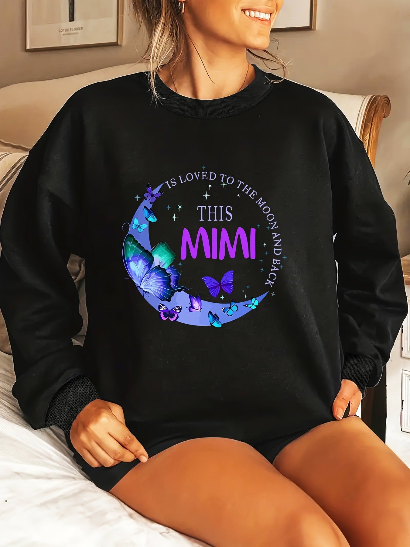Damen Sweatshirt Grafikdesign Baumwolle