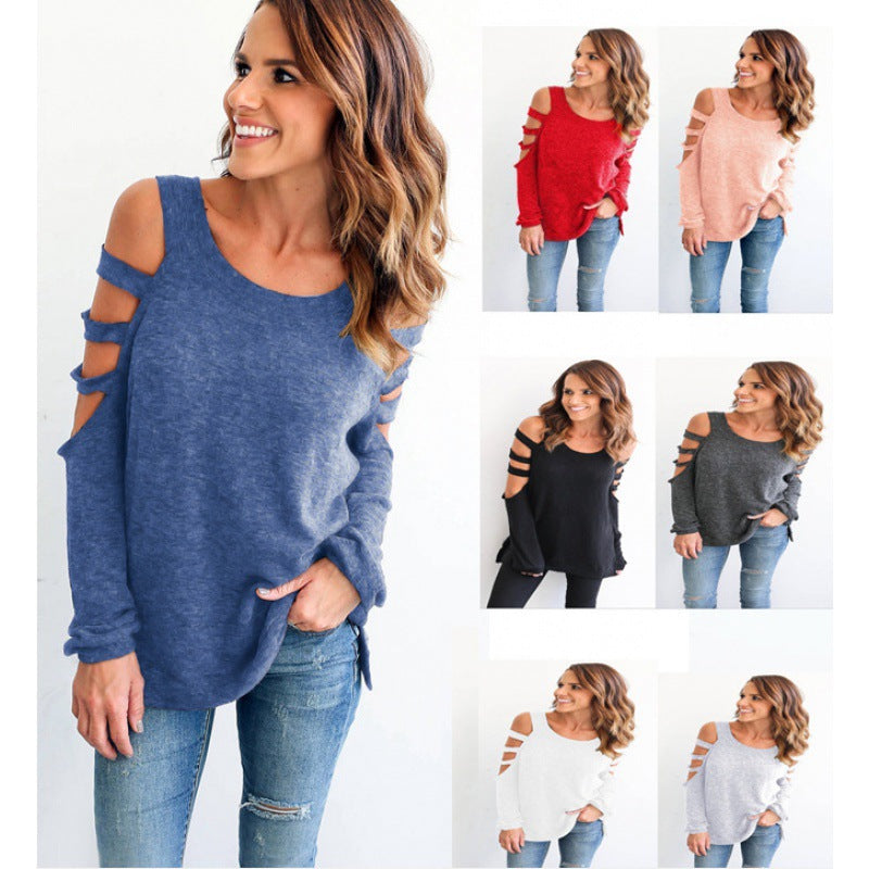 Damen Cut-Out Pullover Lässiger Schnitt Norvielle