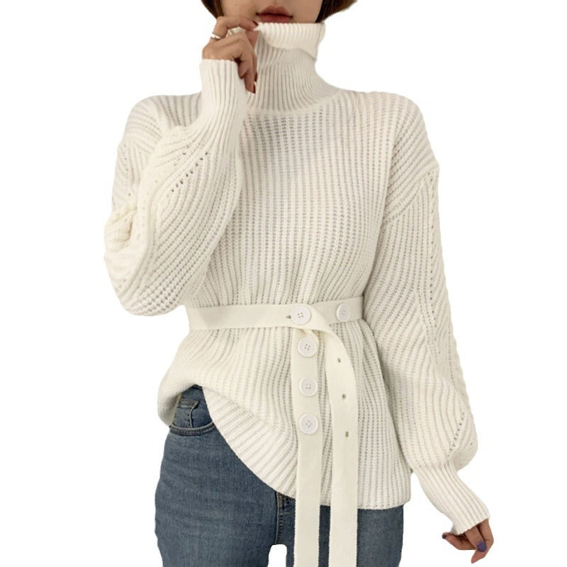 Damen Strickpullover Lässig Mit Gürtel Norvielle