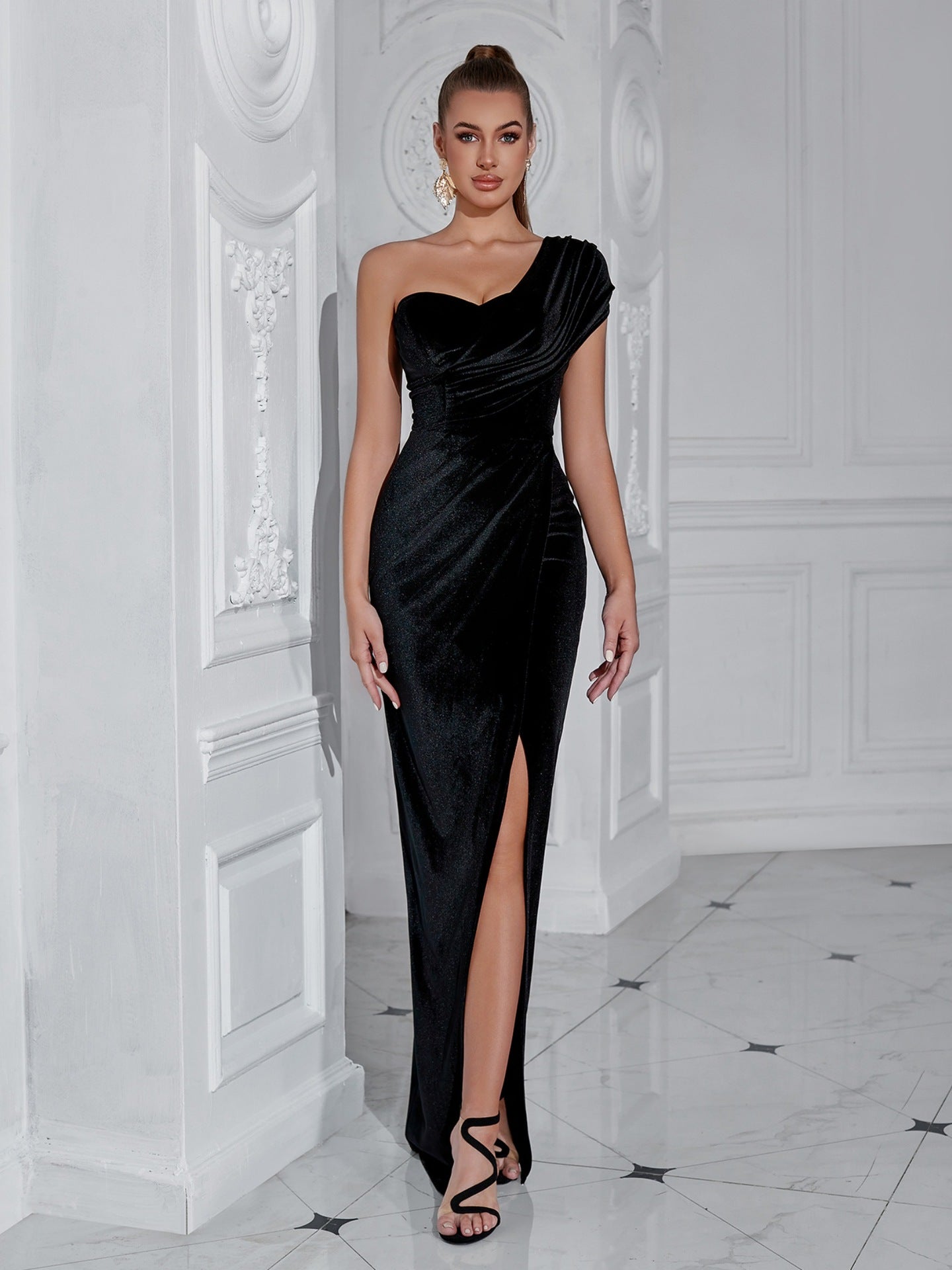 Damen Abendkleid Schulterfrei Seide Norvielle