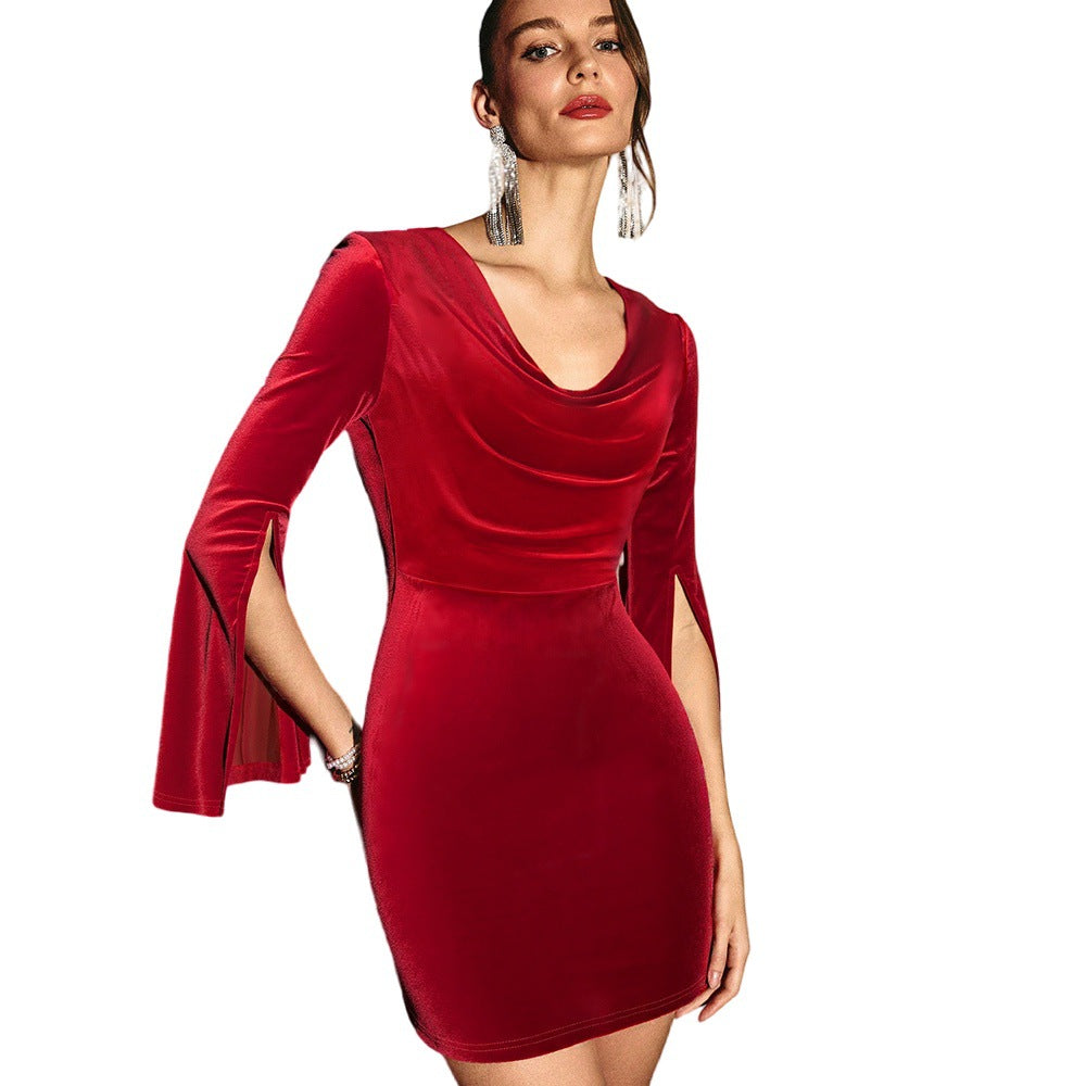 Damen Kleid Sommerschnitt tiefes Dekolleté schwingende Ärmel Norvielle