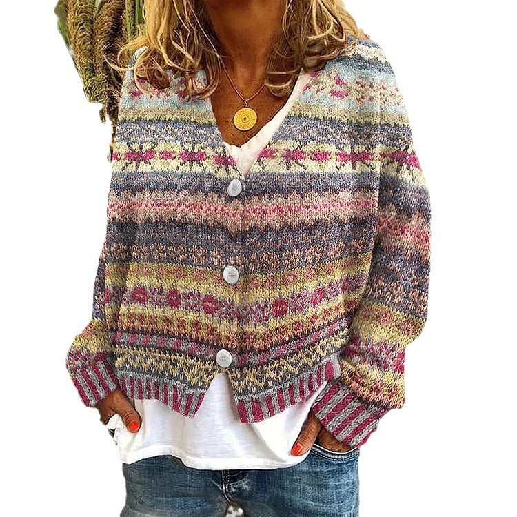 Damen Kurzstrickjacke Verspielt Muster Elegante Knöpfe Norvielle