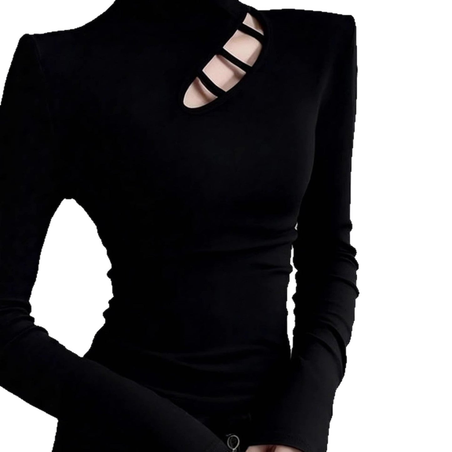 Damen Langarm-T-Shirt Asymmetrischer Ausschnitt Norvielle