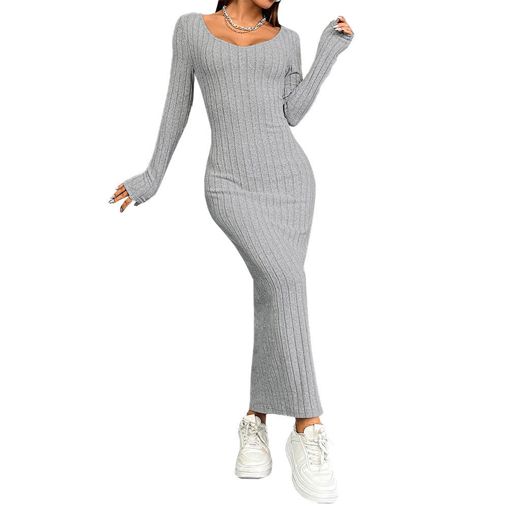 Damen Figurformendes Langarm Strickkleid Norvielle