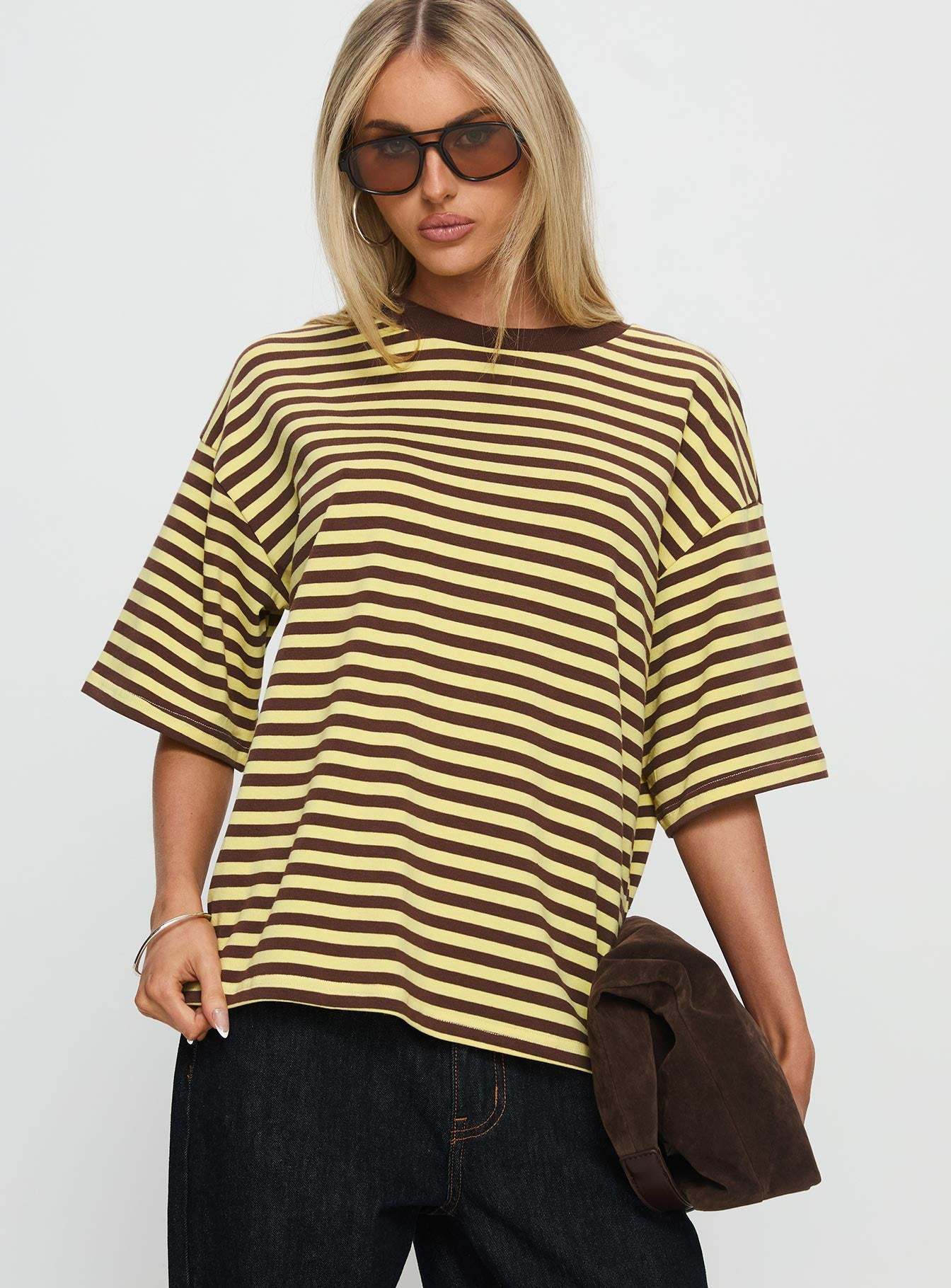Damen T-Shirt Gestreift Rundhalsausschnitt Locker Norvielle