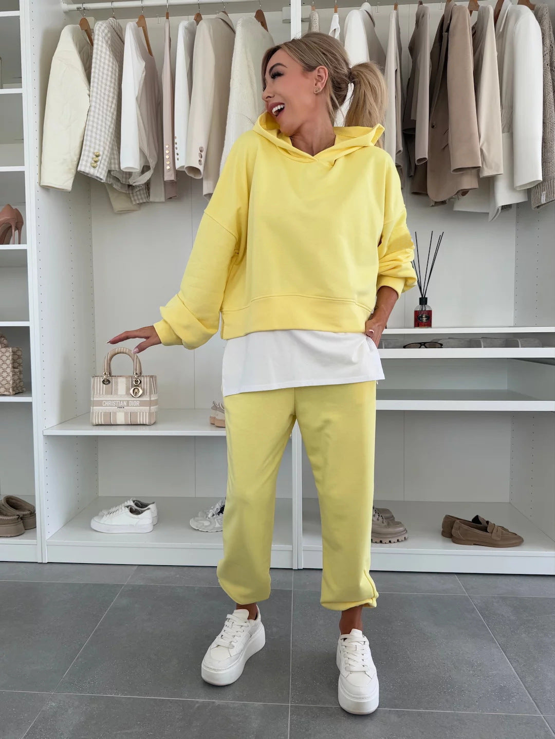Damen Kapuzenpullover mit Sweatpants Hochgeschnitten Norvielle