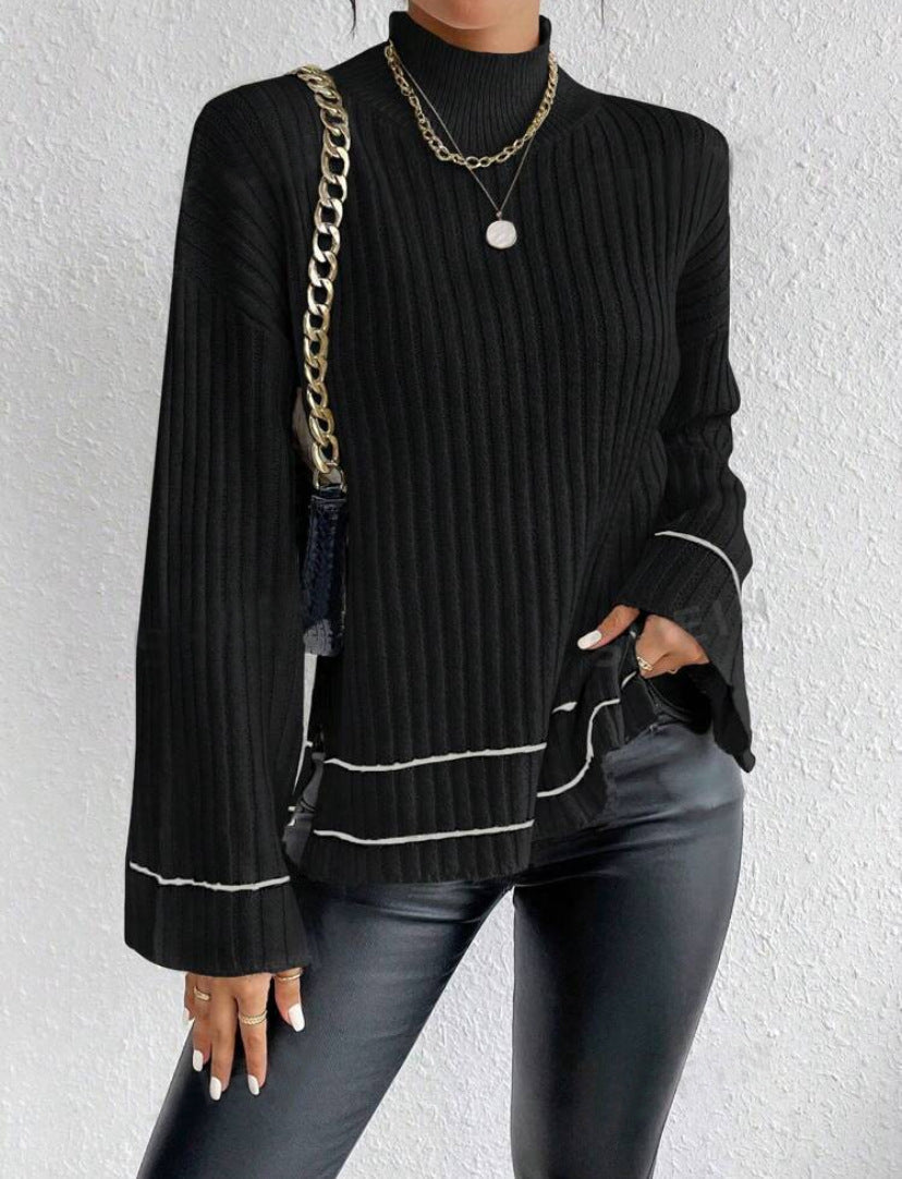 Damen Rollkragenpullover Gerippt Winterweiß