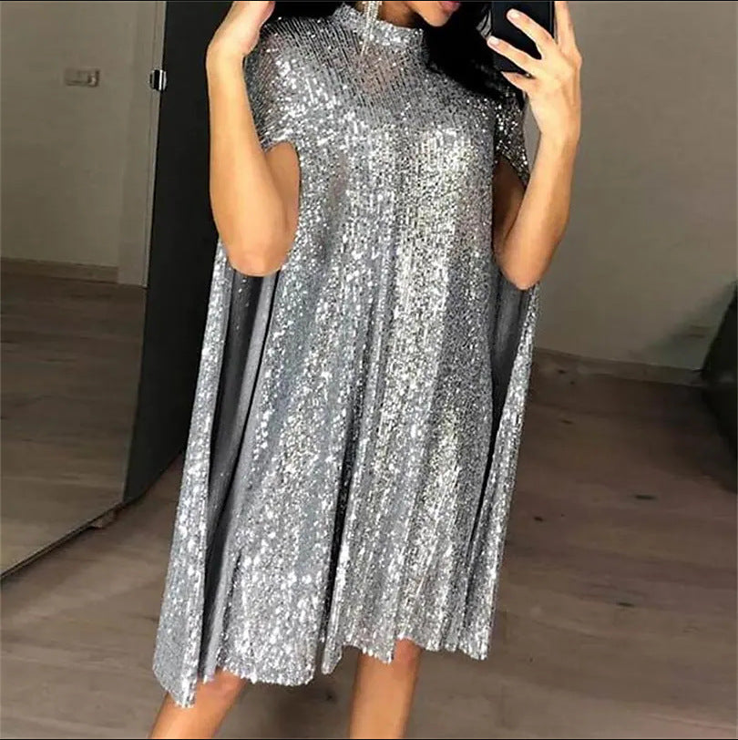Damen Abendkleid Glitzernd Weitschnitt Schimmernd Norvielle