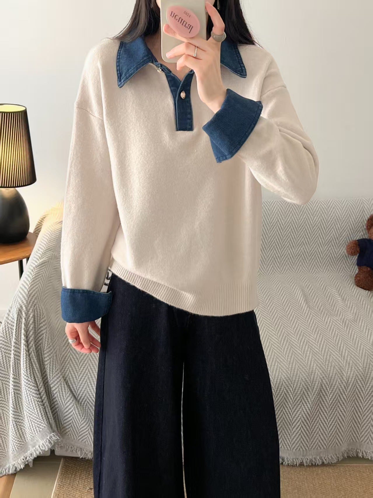 Damen Pullover Sportlicher Kragen Norvielle